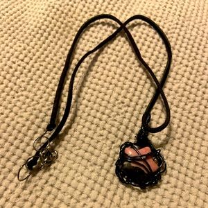 Rhodonite stone wire wrapped necklace handmade star